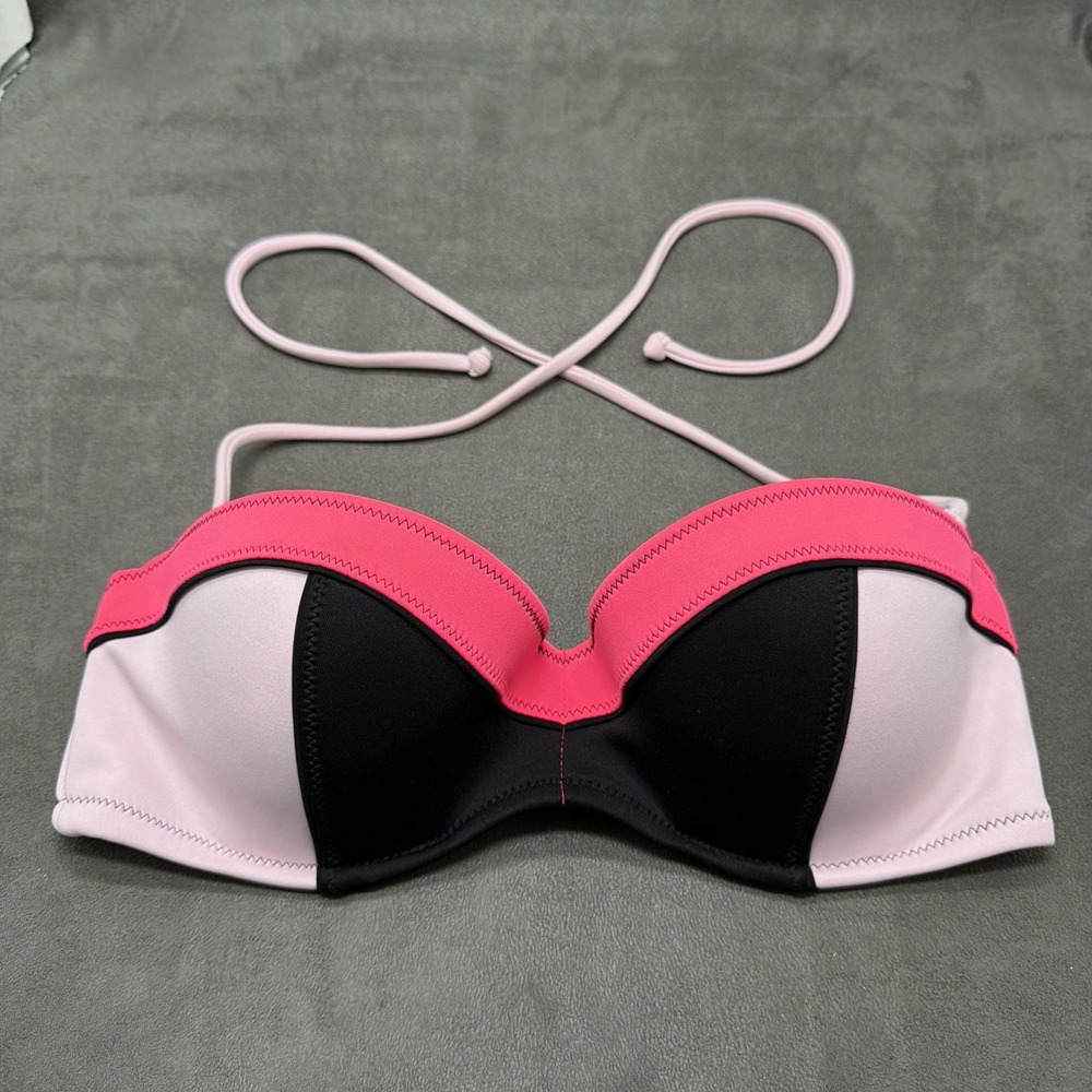 Victorias Secret Flirt Bandeau Push-Up Convertible Bikini Top Hot Pink Size 32D